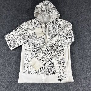 Vintage Y2K Fox Racing Hoodie Womens XL  White Sasquatch Sherpa Lined Full Zip
